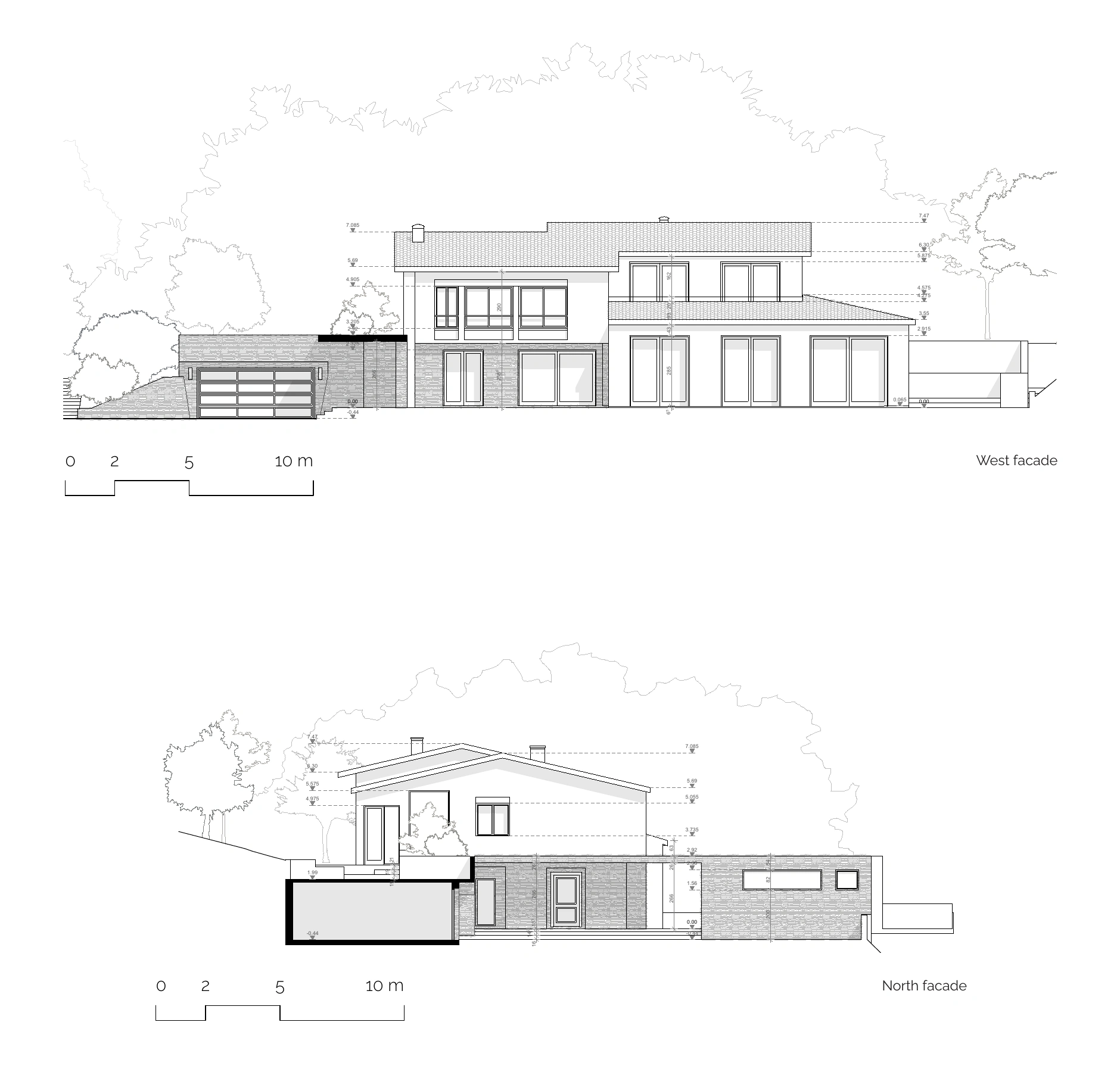 West and north facades · Favre+Guth