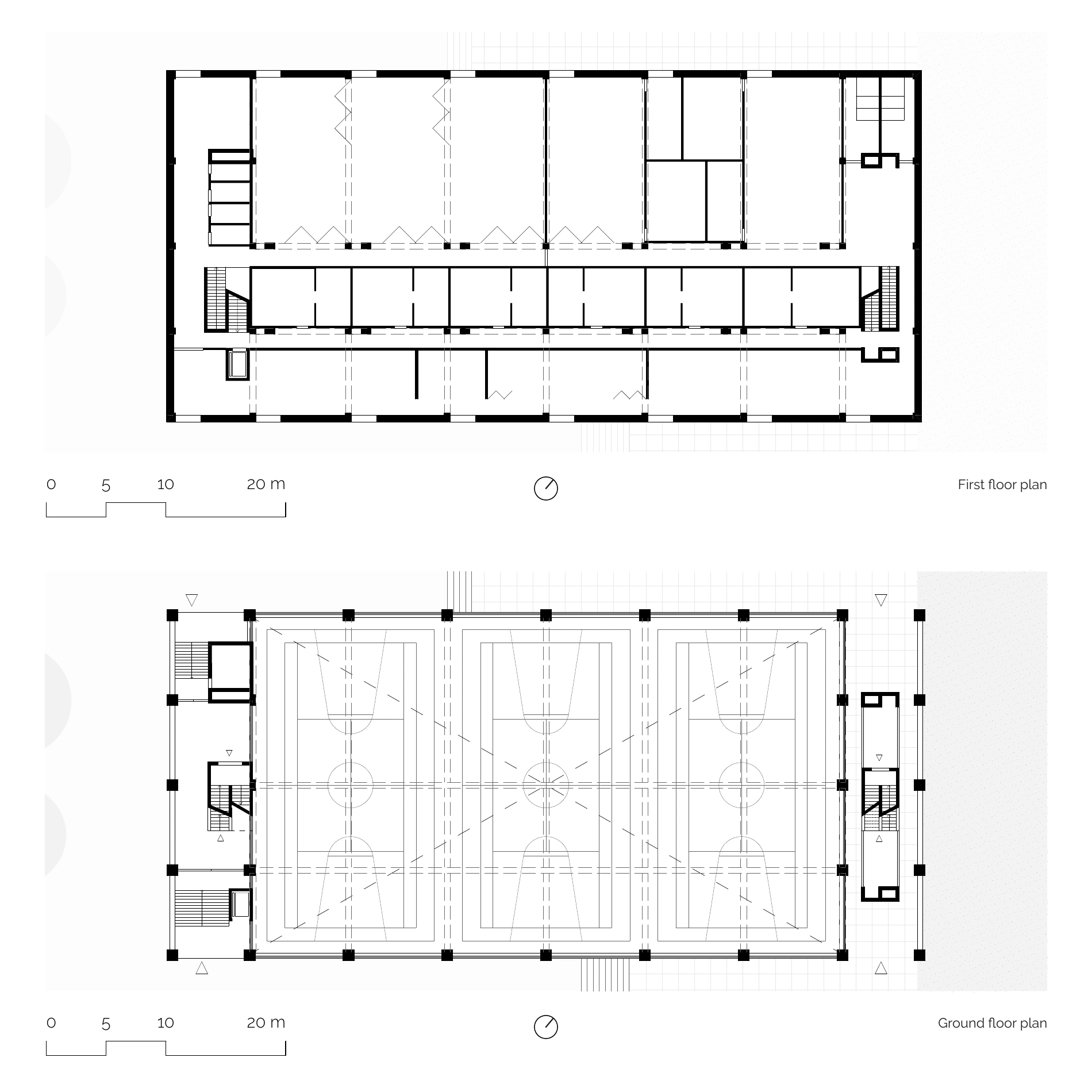 Ground and first floor plans