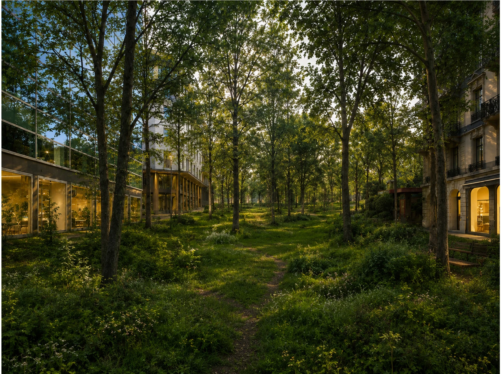 A wooded public space proposed in Queering the Method